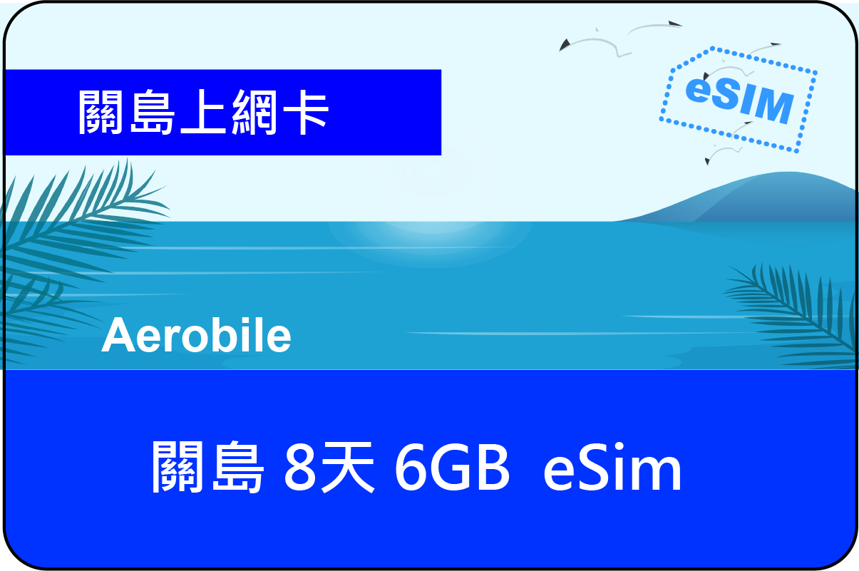 eSIM關島上網8天6GB 降速吃到飽上網卡(AE16)